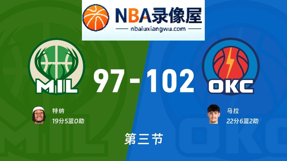 雄鹿vs雷霆第三节战报,雄鹿vs雷霆第三节比分结果,NBA