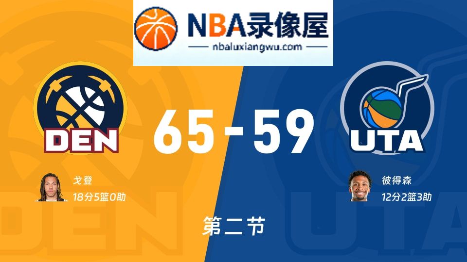 掘金vs爵士第二节战报,掘金vs爵士第二节比分结果,NBA