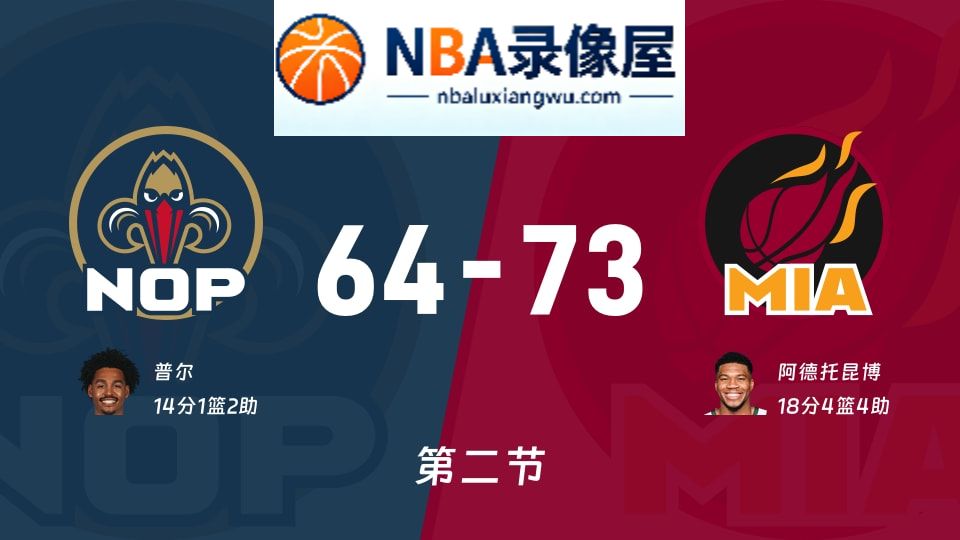 鹈鹕vs热火第二节战报,鹈鹕vs热火第二节比分结果,NBA