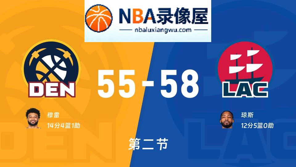 掘金vs快船第二节战报,掘金vs快船第二节比分结果,NBA