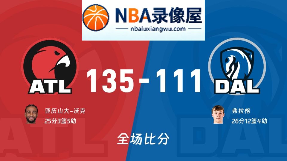 老鹰vs独行侠战报,老鹰vs独行侠比分结果,NBA