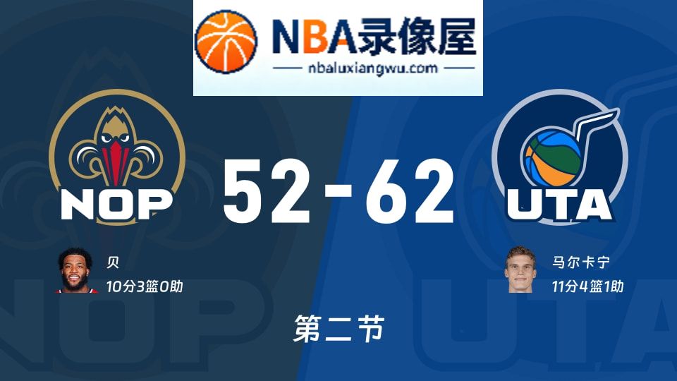 鹈鹕vs爵士第二节战报,鹈鹕vs爵士第二节比分结果,NBA