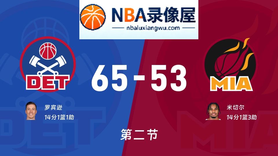 活塞vs热火第二节战报,活塞vs热火第二节比分结果,NBA