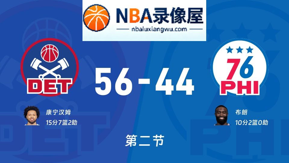 活塞vs76人第二节战报,活塞vs76人第二节比分结果,NBA