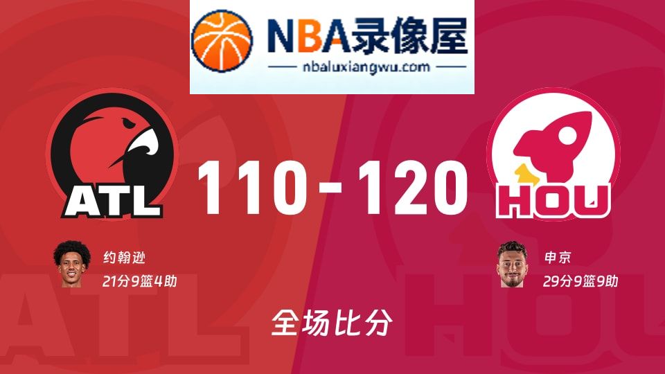 老鹰vs火箭战报,老鹰vs火箭比分结果,NBA