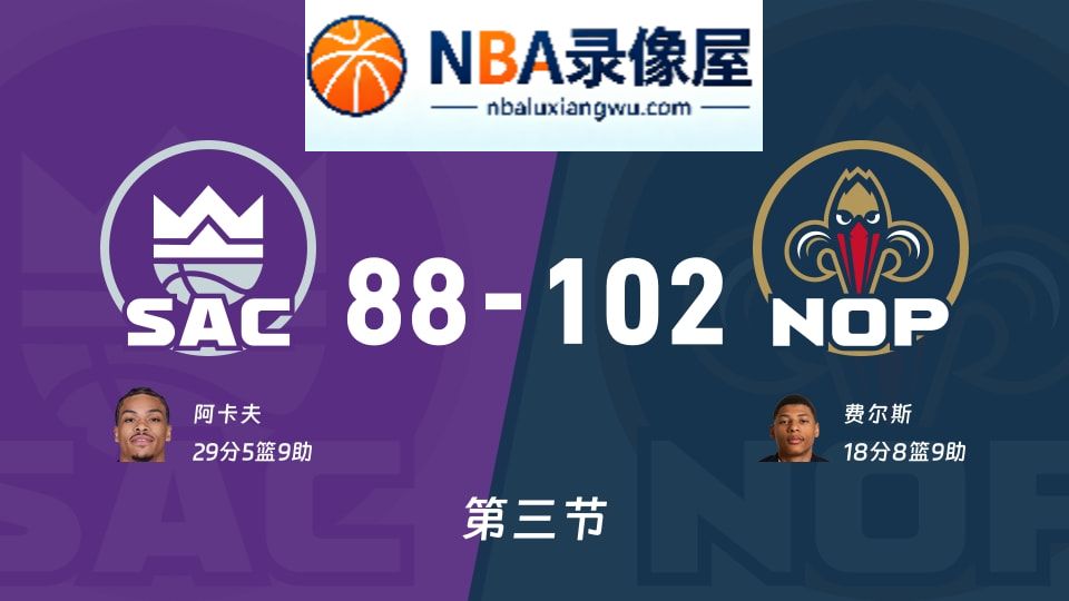 国王vs鹈鹕第三节战报,国王vs鹈鹕第三节比分结果,NBA