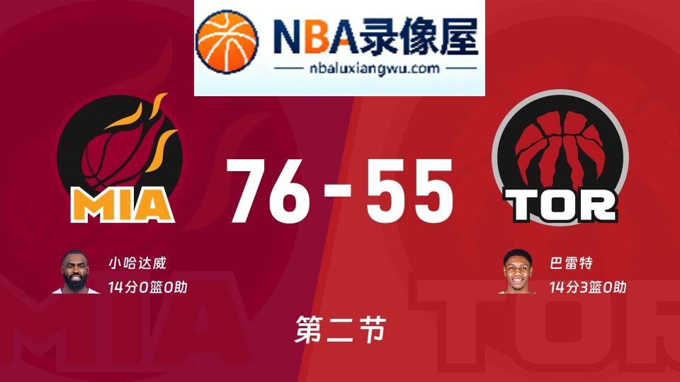 热火vs猛龙第二节战报,热火vs猛龙第二节比分结果,NBA