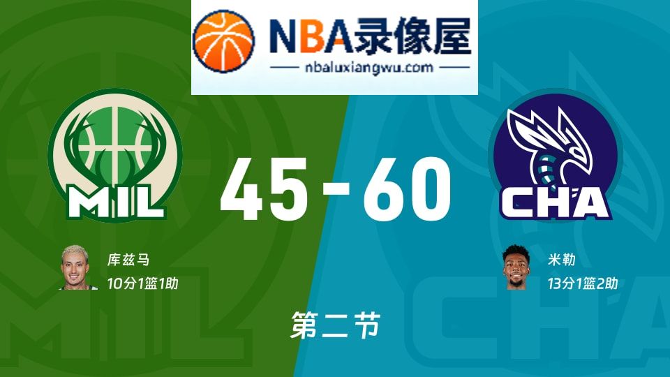 雄鹿vs黄蜂第二节战报,雄鹿vs黄蜂第二节比分结果,NBA