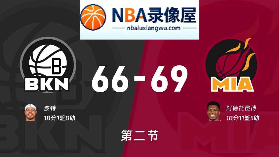 篮网vs热火第二节战报,篮网vs热火第二节比分结果,NBA