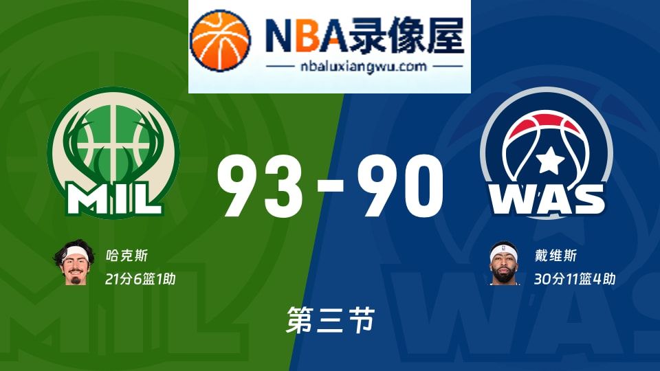 雄鹿vs奇才第三节战报,雄鹿vs奇才第三节比分结果,NBA
