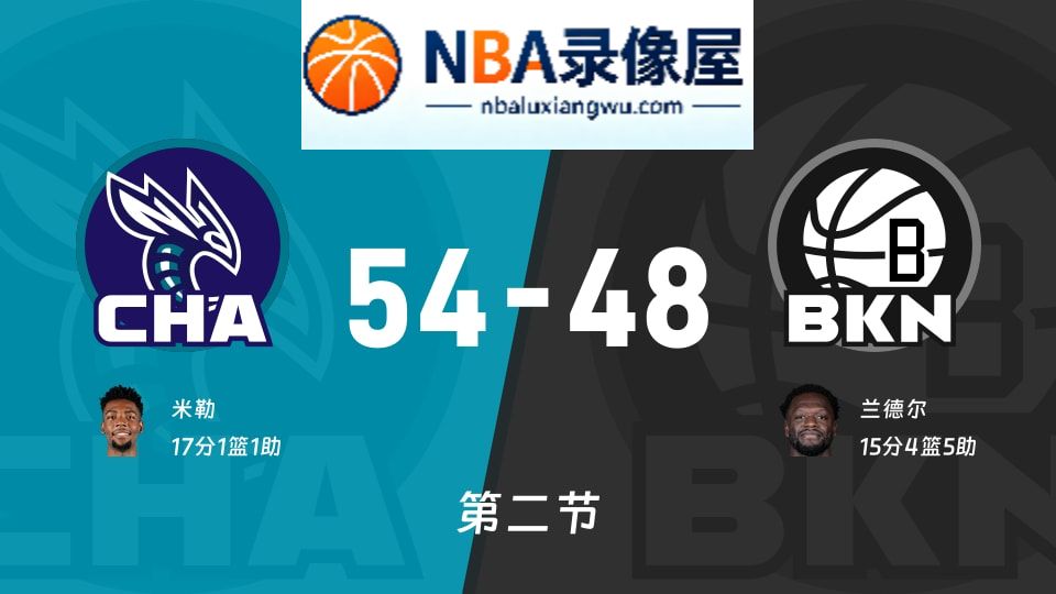 黄蜂vs篮网第二节战报,黄蜂vs篮网第二节比分结果,NBA
