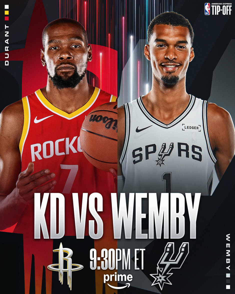 NBA常规赛马刺VS火箭首发名单出炉！亚当斯复出，附比赛直播