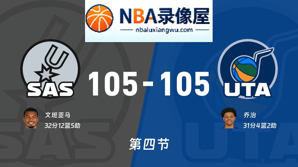马刺vs爵士第四节战报,马刺vs爵士第四节比分结果,NBA