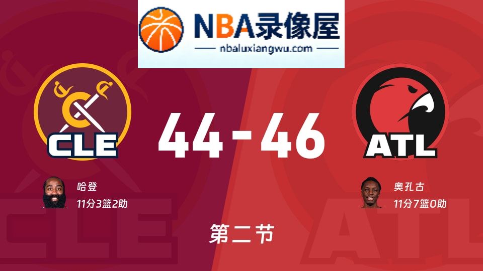 骑士vs老鹰第二节战报,骑士vs老鹰第二节比分结果,NBA