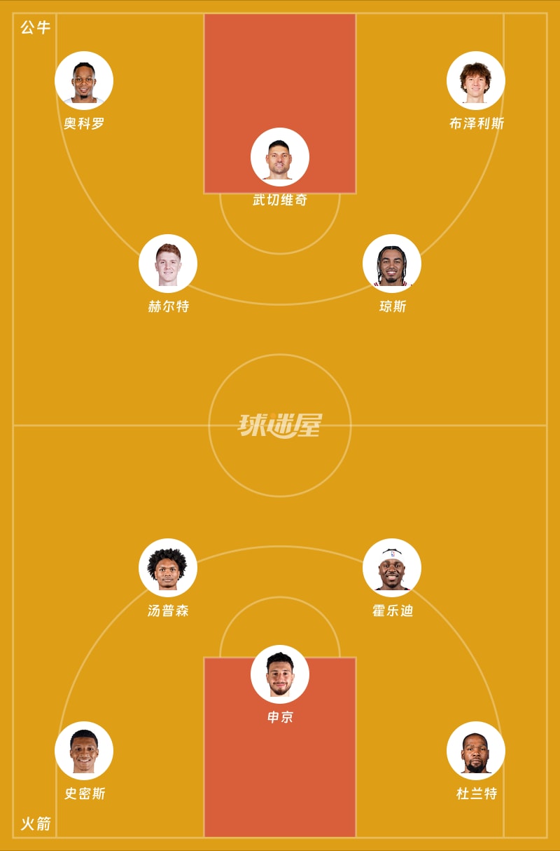 公牛vs火箭首发阵容